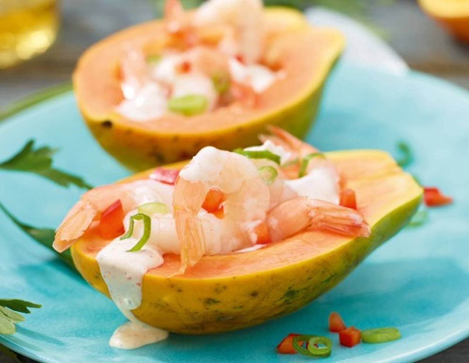 mamão com camarões Papaya mit Krabben Rezept