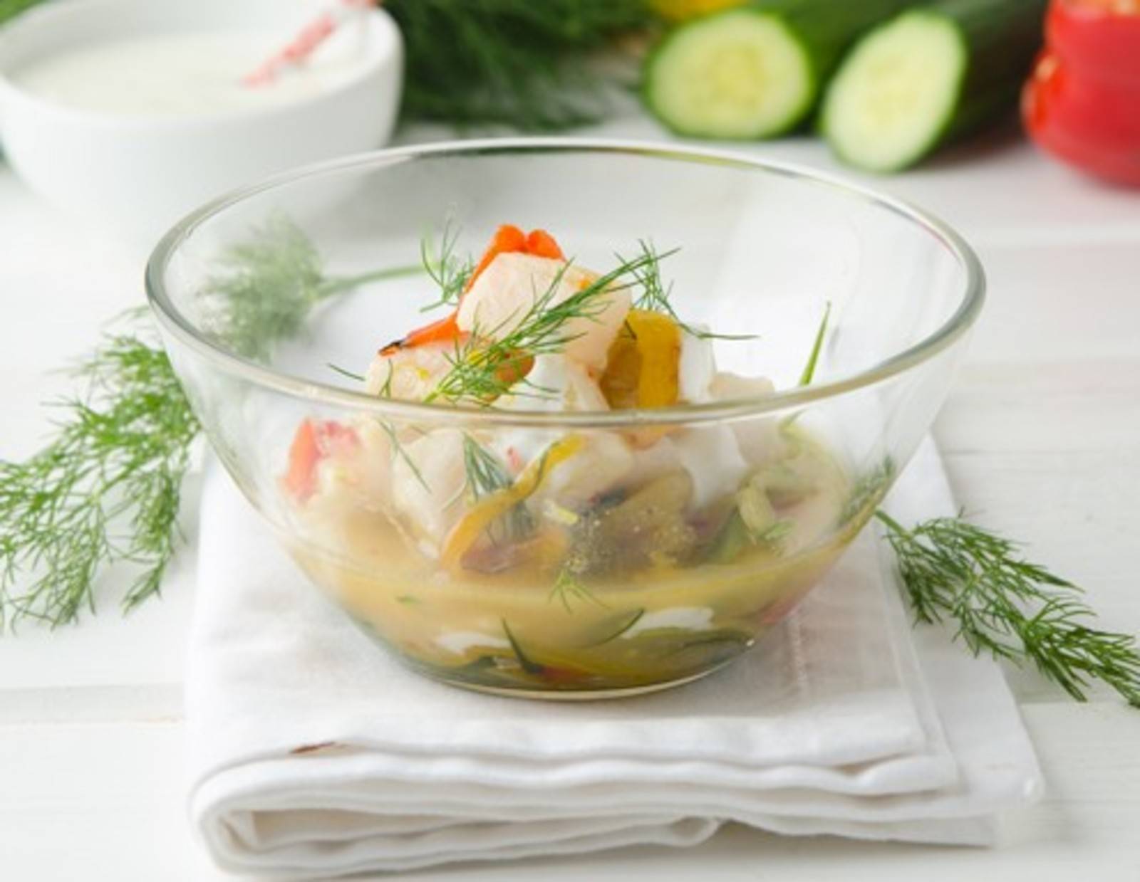 Ceviche vom Seesaibling mit Paprika und Gurke Rezept