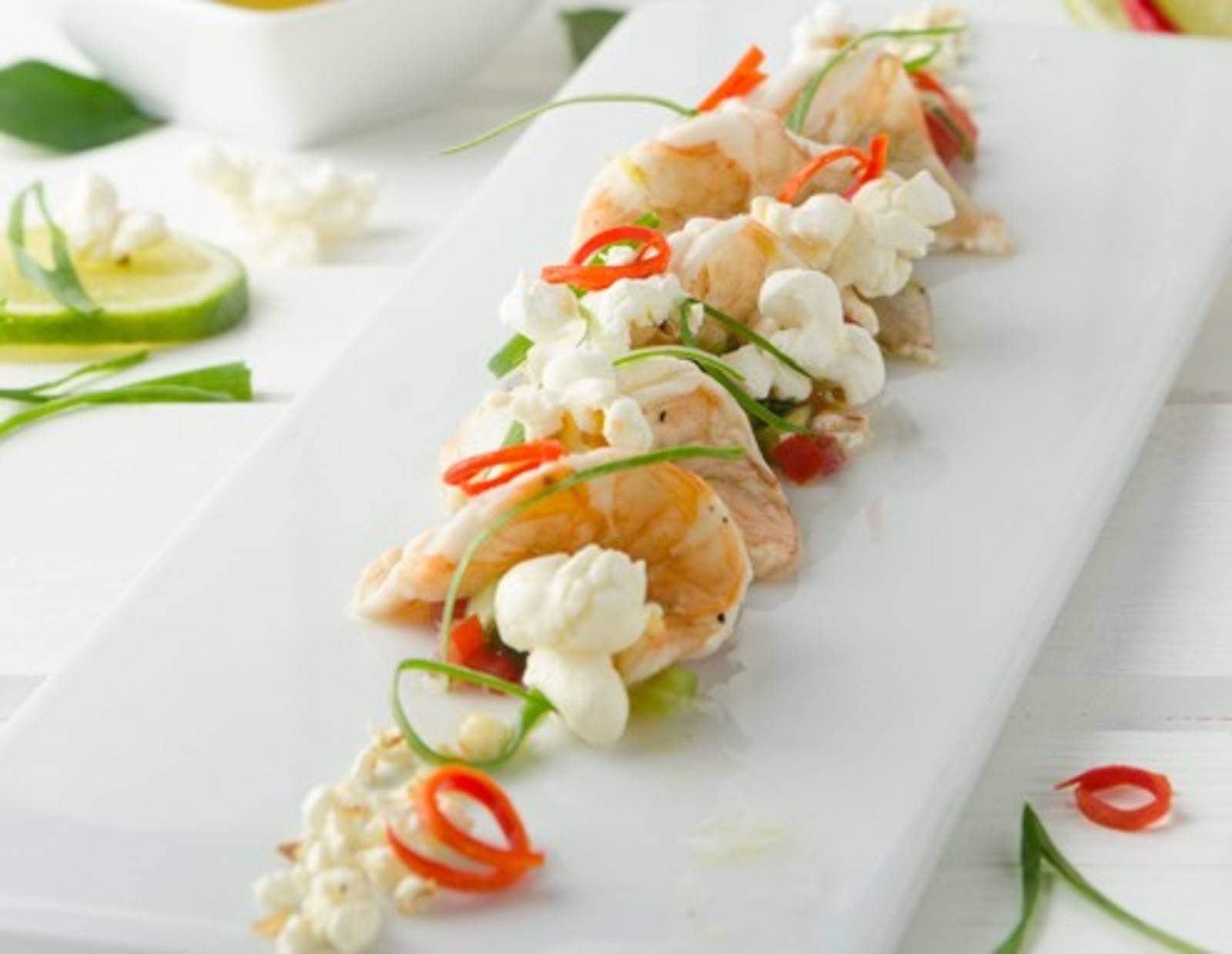 Garnelen-Ceviche mit Popcorn Rezept
