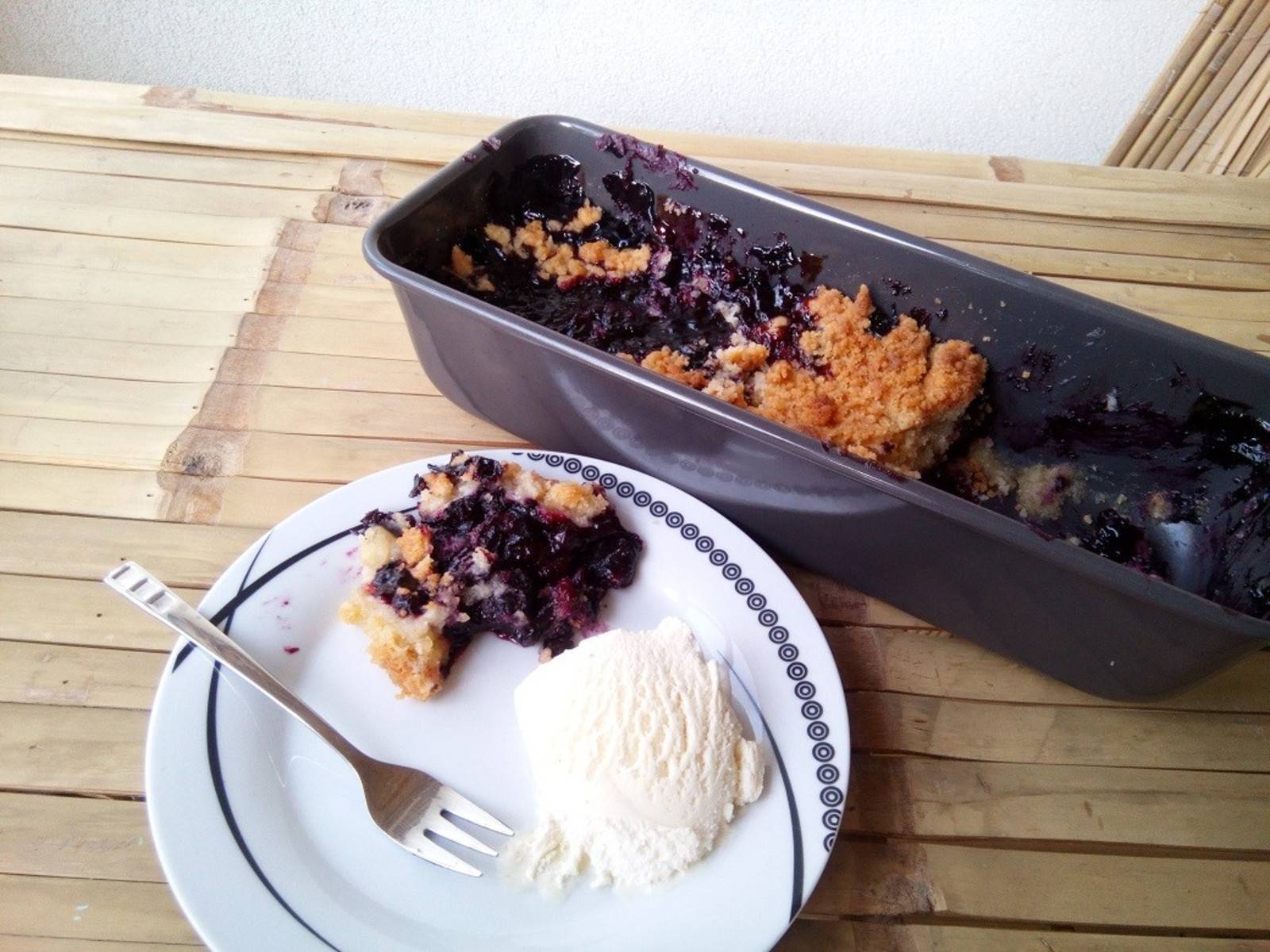 Amaretto-Heidelbeer Crumble Rezept - ichkoche.ch