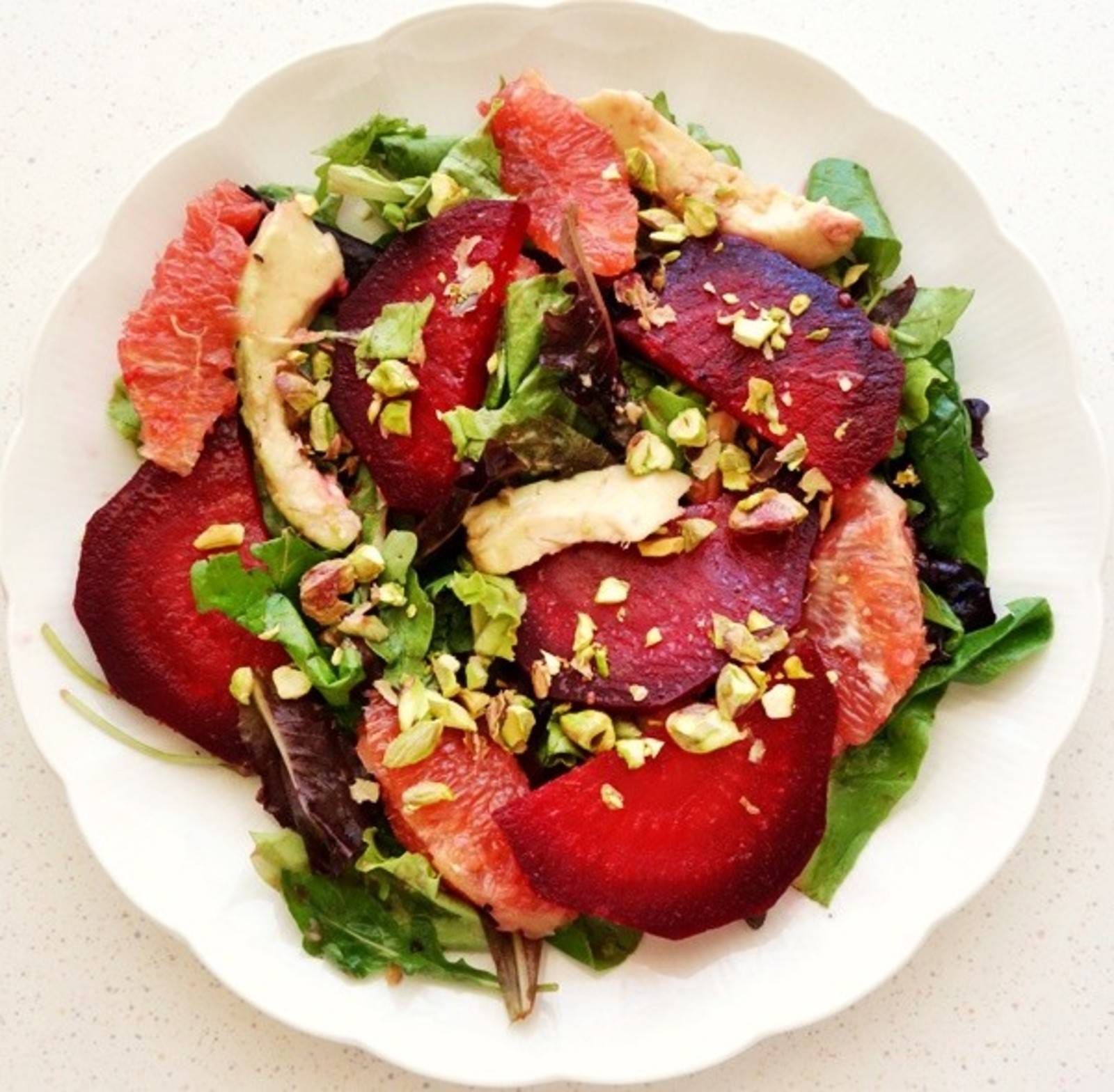 Rote Rüben Salat mit Grapefruit und Pistazien