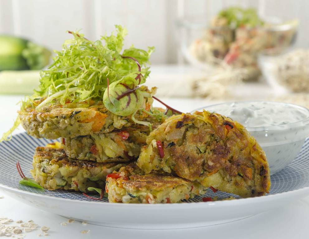 Gemüse-Hafer-Laibchen aus der Heißluftfritteuse Gemüse-Hafer-Laibchen aus der Heißluftfritteuse