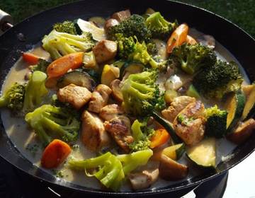 Wok mit Hühnerfleisch und Gemüse Wok mit Hühnerfleisch und Gemüse