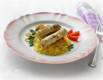 Bauernbratwurst mit Käse-Polenta