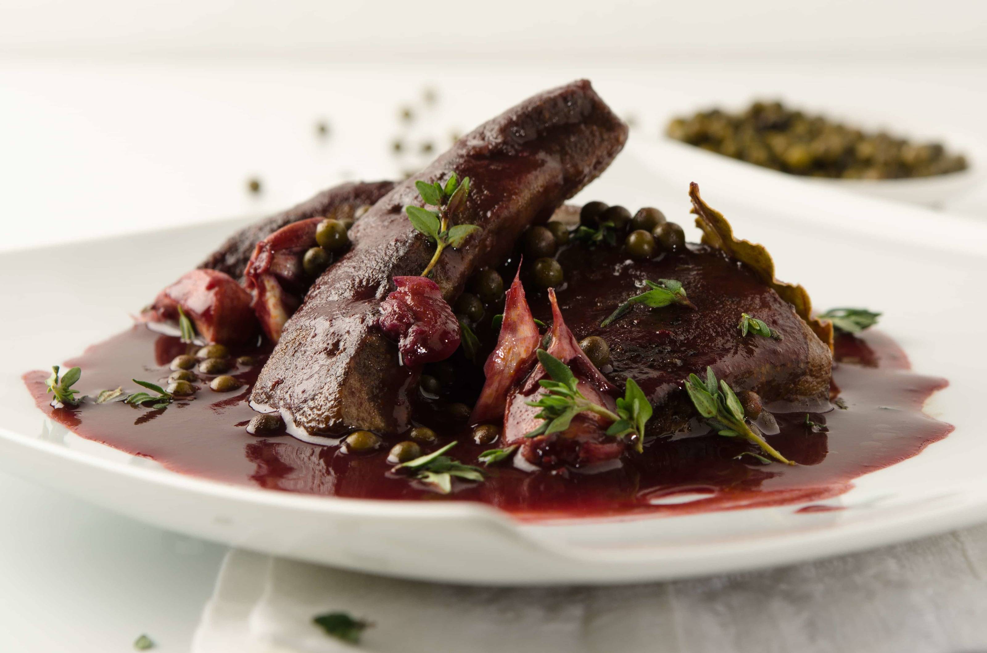 Kalbsleber in Rotweinsauce