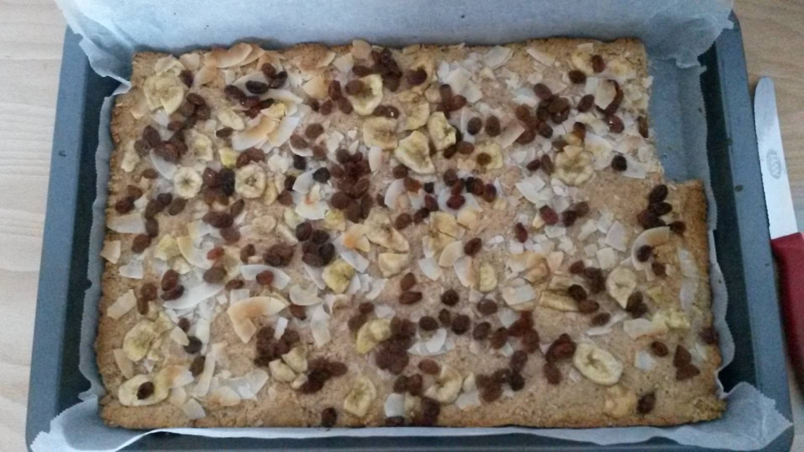 Lebkuchen mit Rosinen, Kokos und Bananenchips Rezept - ichkoche.de Lebkuchen mit Rosinen, Kokos und Bananenchips Rezept - ichkoche.de