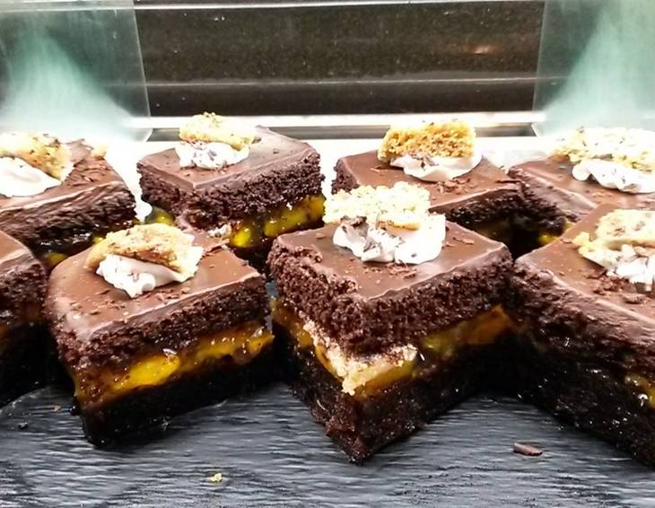 Schokokuchen mit Pfirsich Schokokuchen mit Pfirsich
