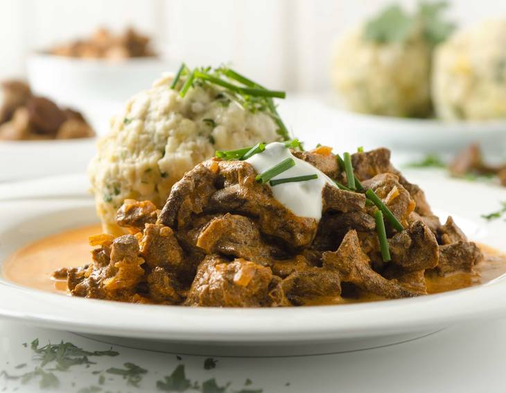 Eierschwammerlgulasch aus der Heißluftfritteuse