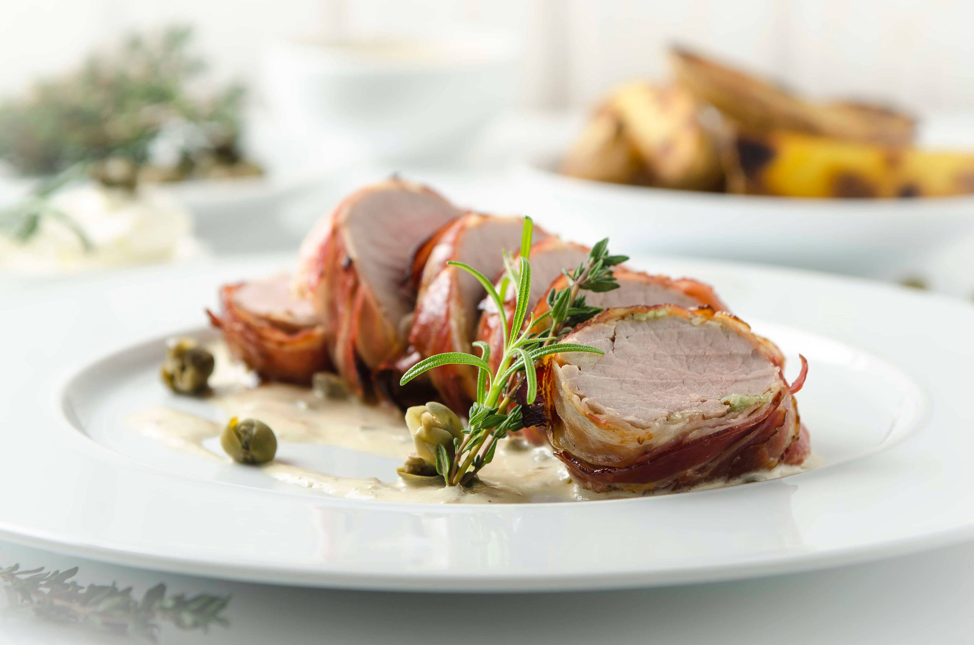 Schweinslungenbraten im Speckmantel aus der Heißluftfritteuse