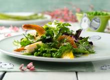 Spargel-Kräutersalat mit Garnelen und Orangen-Vanille-Vinaigrette Spargel-Kräutersalat mit Garnelen und Orangen-Vanille-Vinaigrette