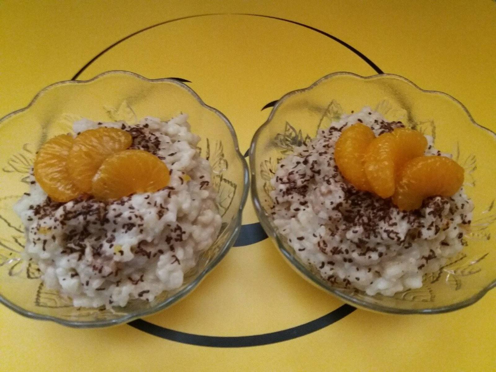 Milchreis mit Schoko und Mandarinen