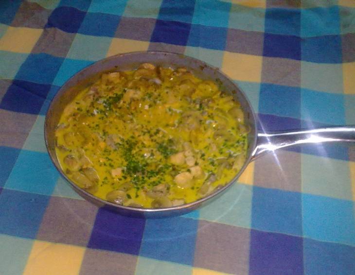 Hühnergeschnetzeltes in Champignon-Curryrahm