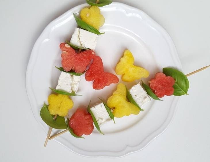 Wassermelonen Fetaspieße Wassermelonen Fetaspieße