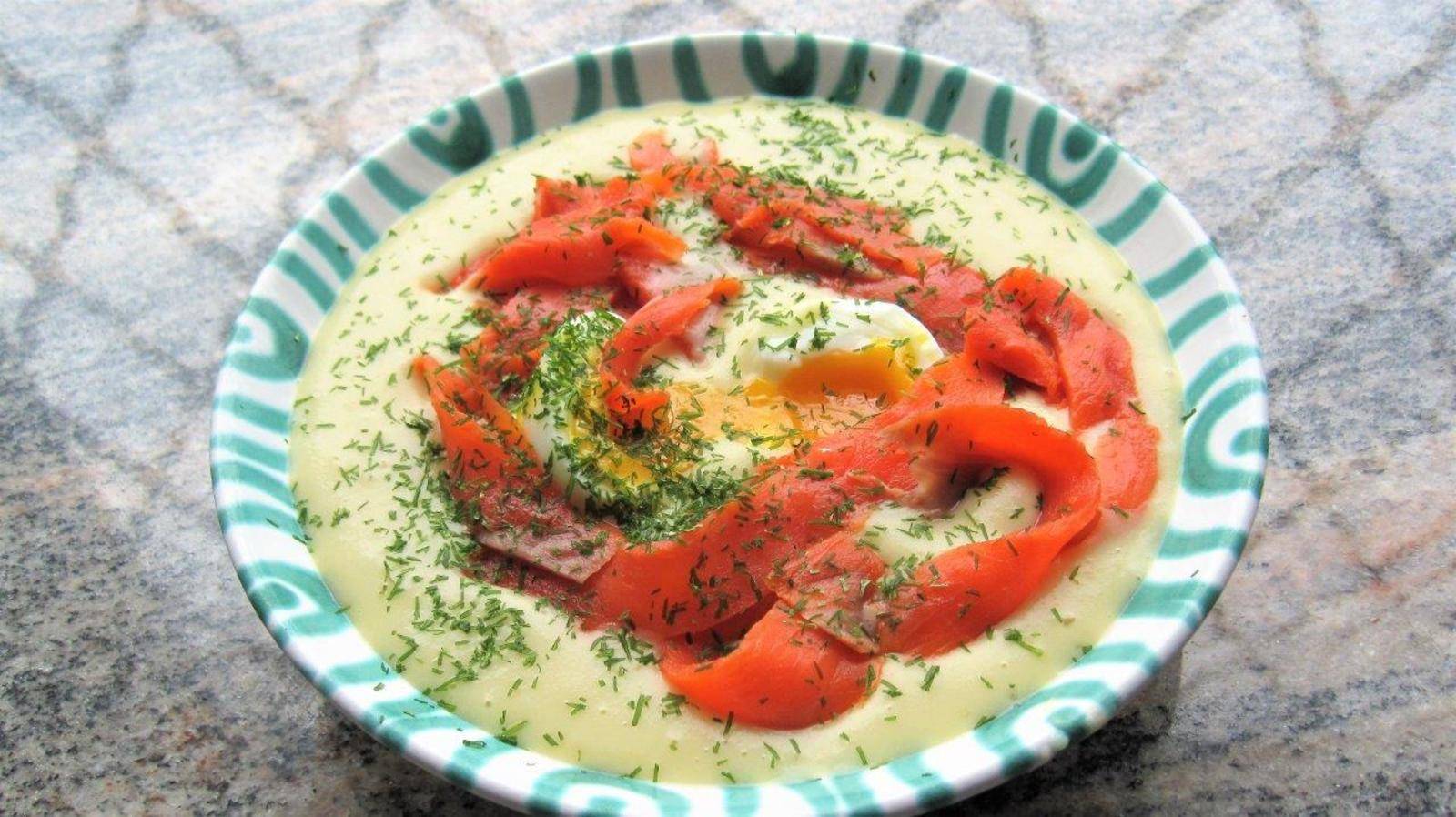 Zellersuppe mit Räucherlachs