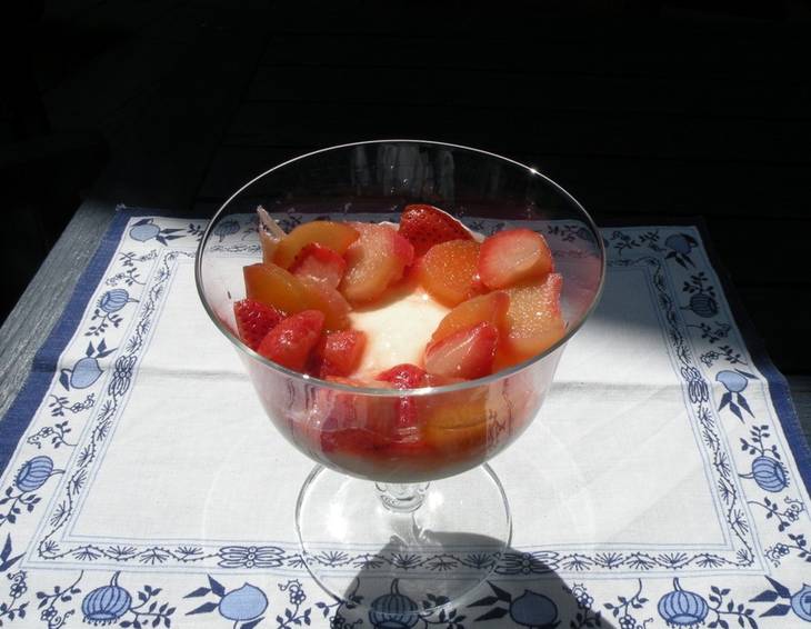 Panna Cotta mit Rhabarber-Erdbeerkompott Panna Cotta mit Rhabarber-Erdbeerkompott