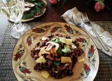 Wildreisrisotto mit Champignons und Blattspinat Wildreisrisotto mit Champignons und Blattspinat