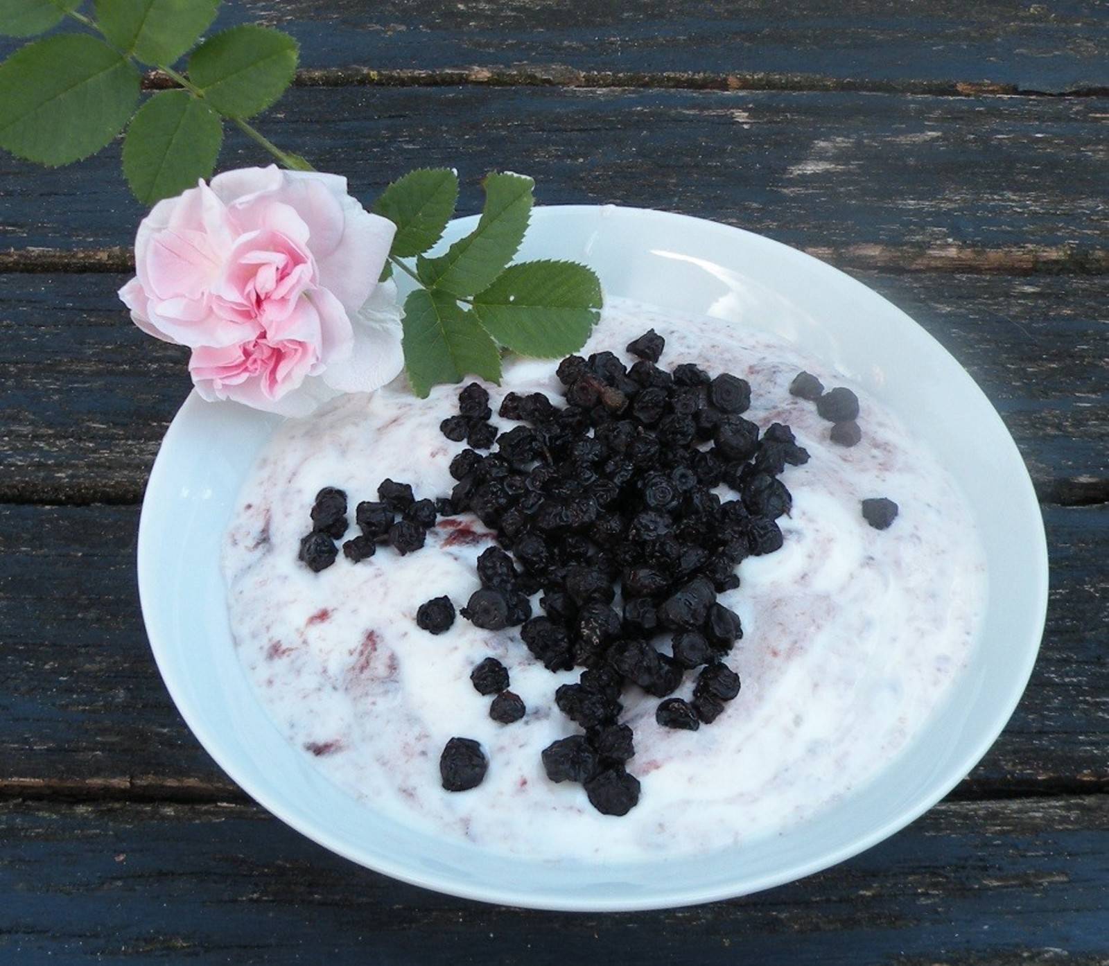 Heidelbeer-Rosencreme mit Mascarpone