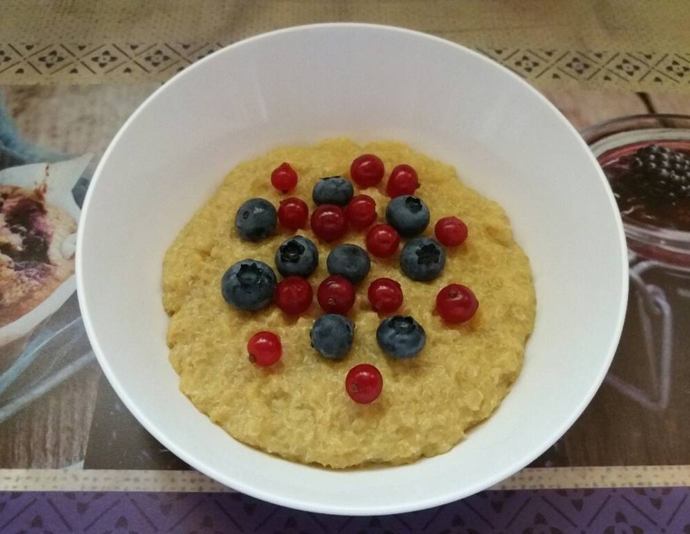 Quinoa-Porridge mit Heidelbeeren und Ribisel Quinoa-Porridge mit Heidelbeeren und Ribisel