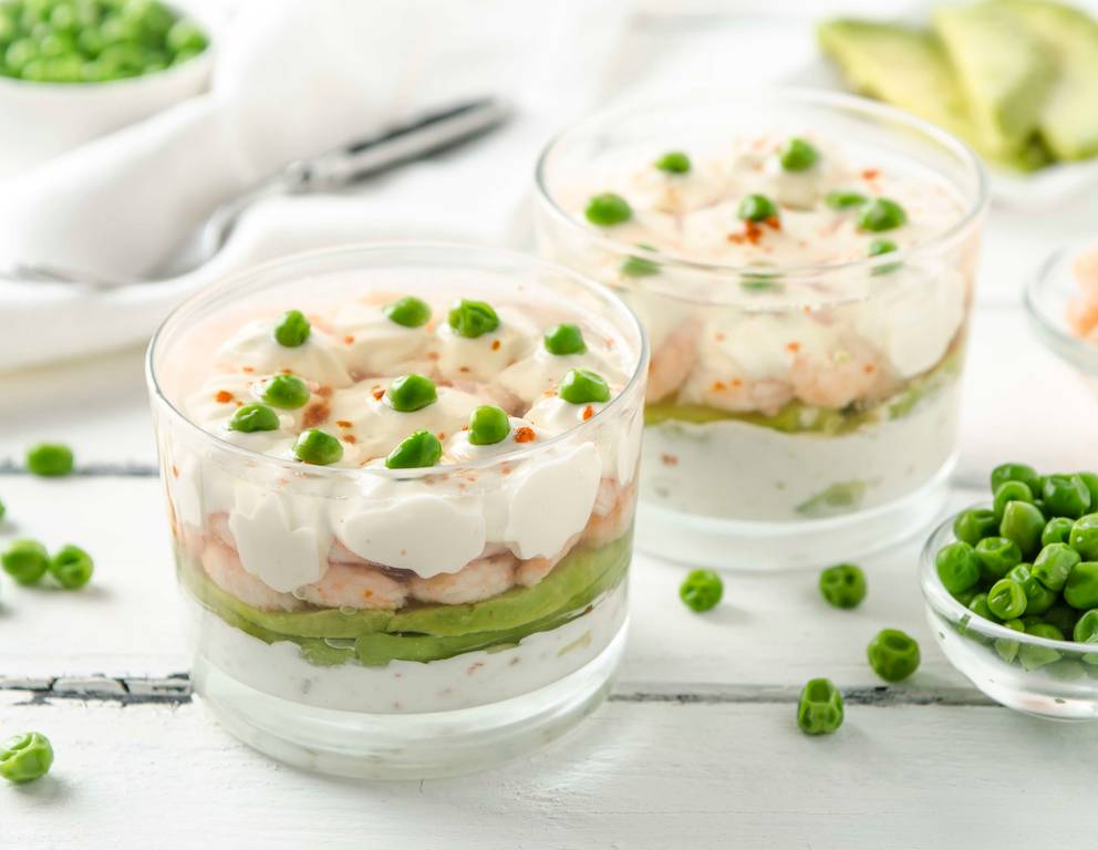 Gabelbissen mit Shrimps und Avocado Gabelbissen mit Shrimps und Avocado