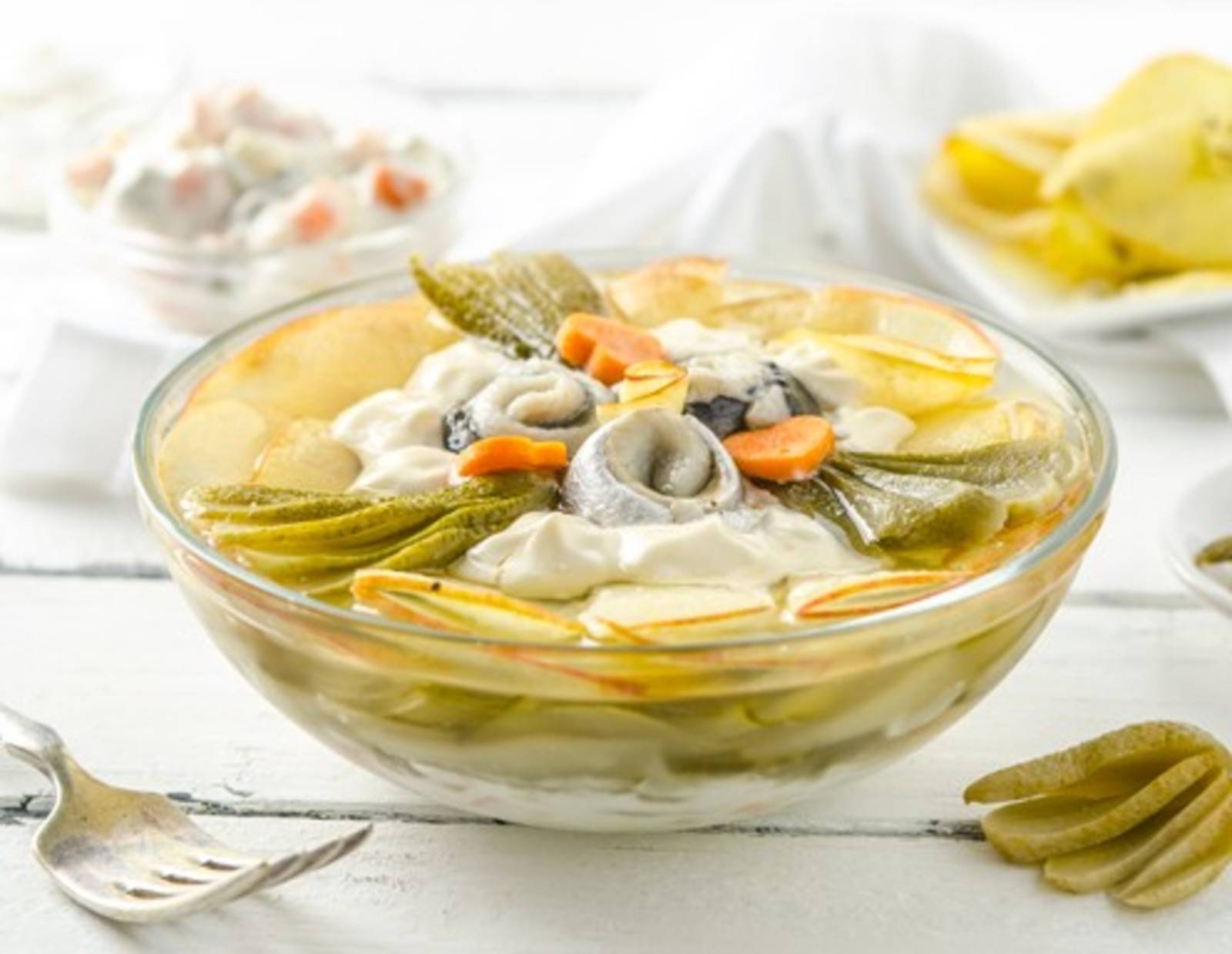 Gabelbissen mit Russen und Apfel Rezept