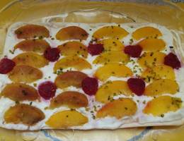 Süßer Flammkuchen Pfirsich Melba