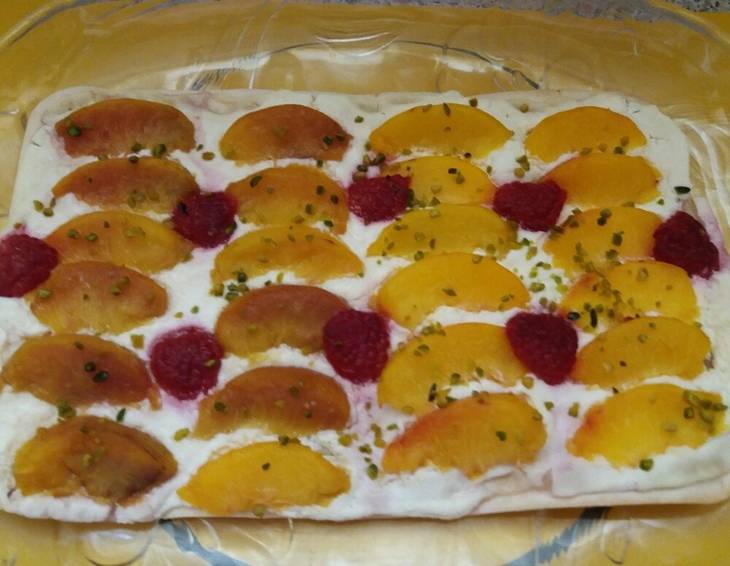 Süßer Flammkuchen Pfirsich Melba