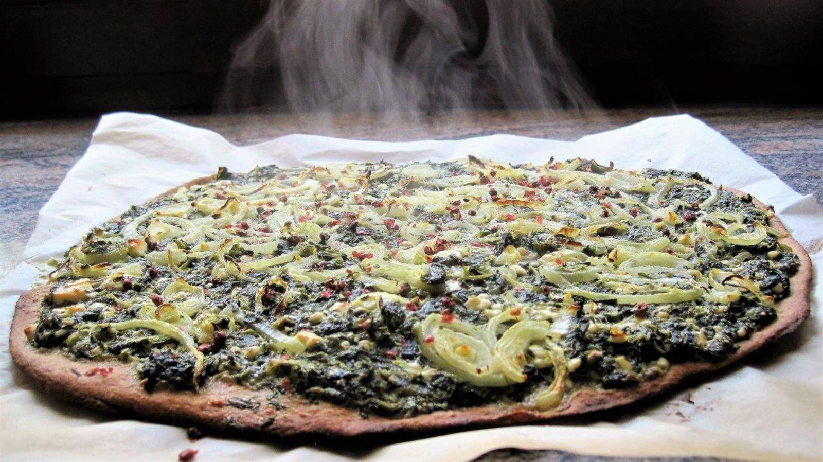 Spinat-Feta Flammkuchen