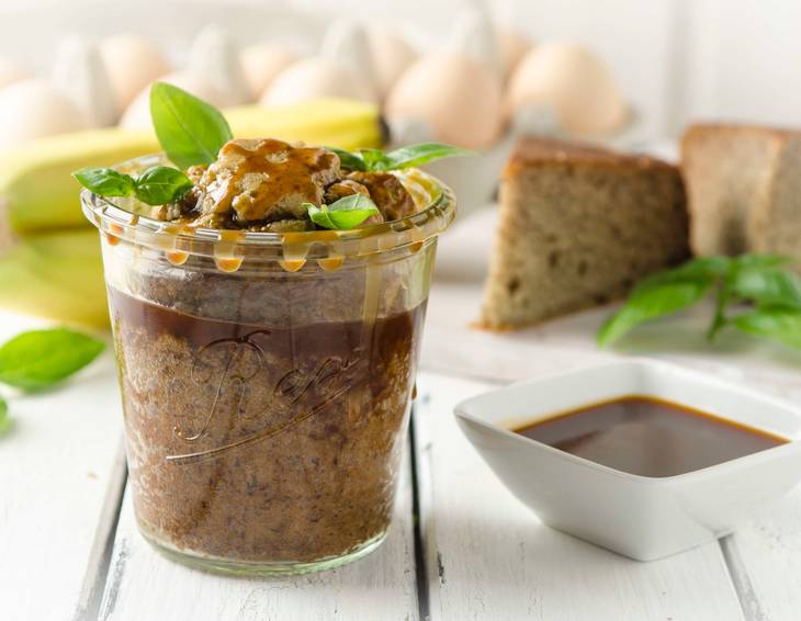 Bananenkuchen mit Salzkaramell im Glas Bananenkuchen mit Salzkaramell im Glas