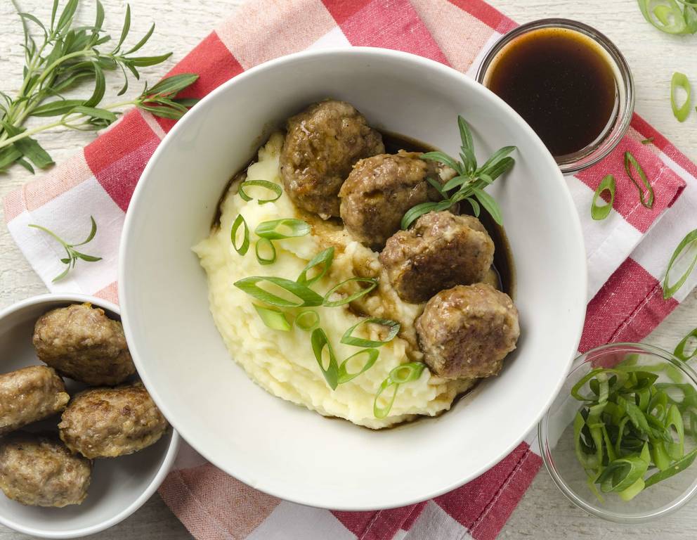 Butterschnitzel-Erdäpfelpüree-Bowl