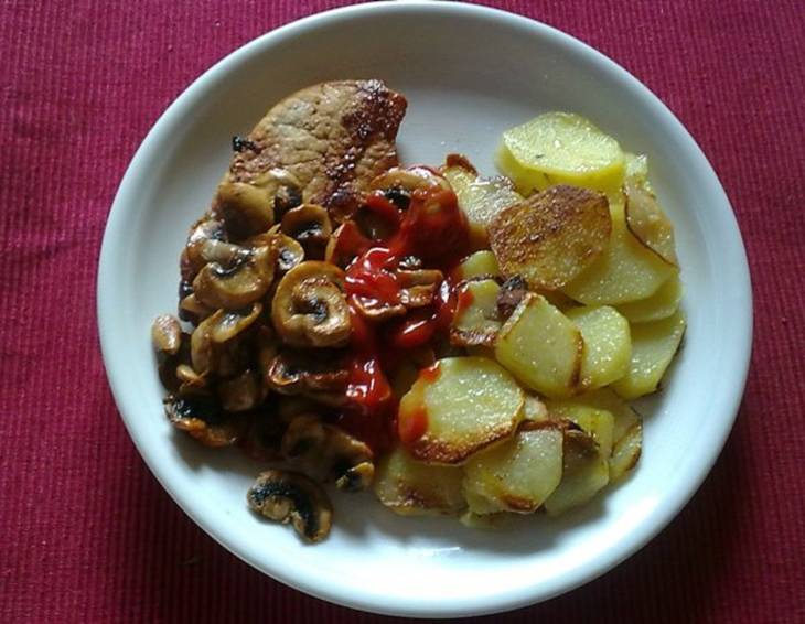 Schweinsschnitzel mit Champignons Schweinsschnitzel mit Champignons