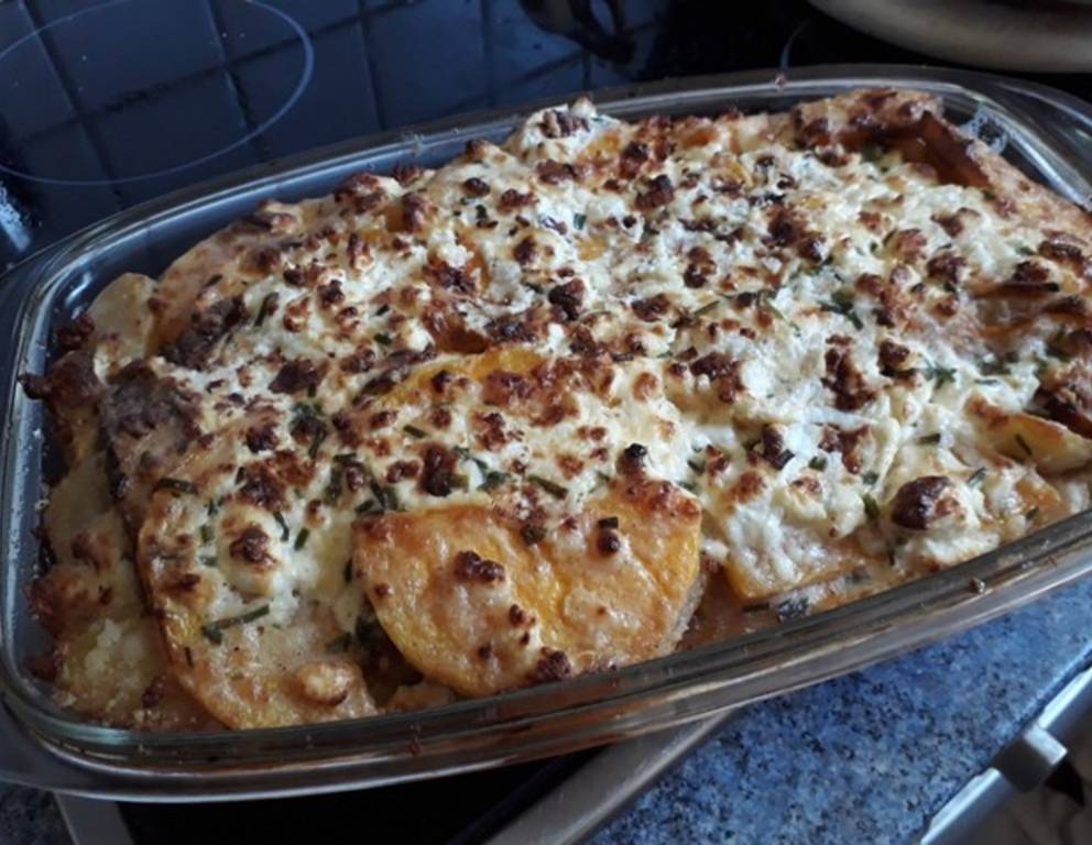 Kürbisauflauf mit Schafskäse Kürbisauflauf mit Schafskäse