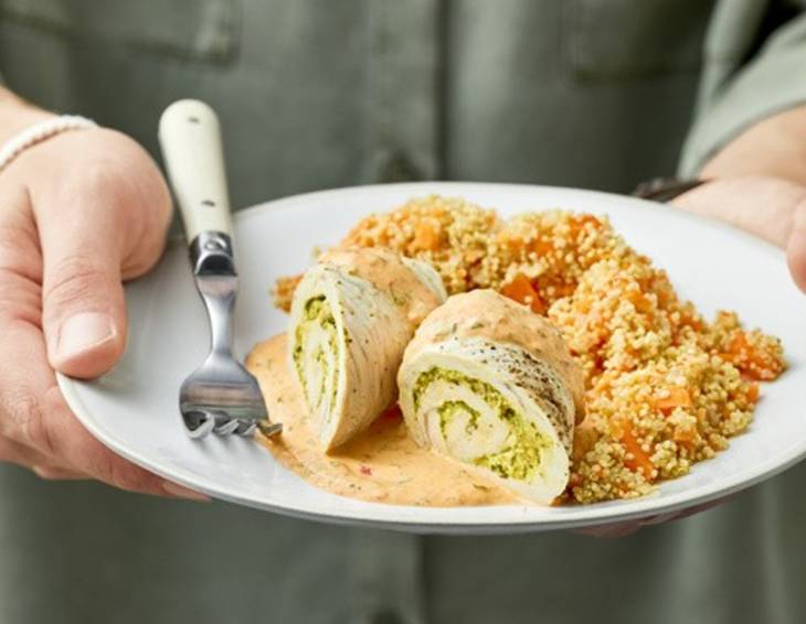 Orientalische Putenrouladen mit Karotten-Quinoa aus dem Thermomix Orientalische Putenrouladen mit Karotten-Quinoa aus dem Thermomix