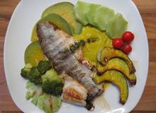 Saiblingsfilet mit Blue Ballet Kürbis und Brokkoli Saiblingsfilet mit Blue Ballet Kürbis und Brokkoli