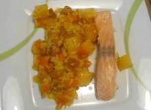 Lachsfilet mit Ananas-Erdnuss-Karotten-Reis aus dem Schongarer