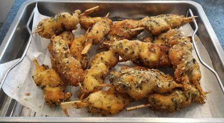 Kürbiskern-Backhendl-Spieße