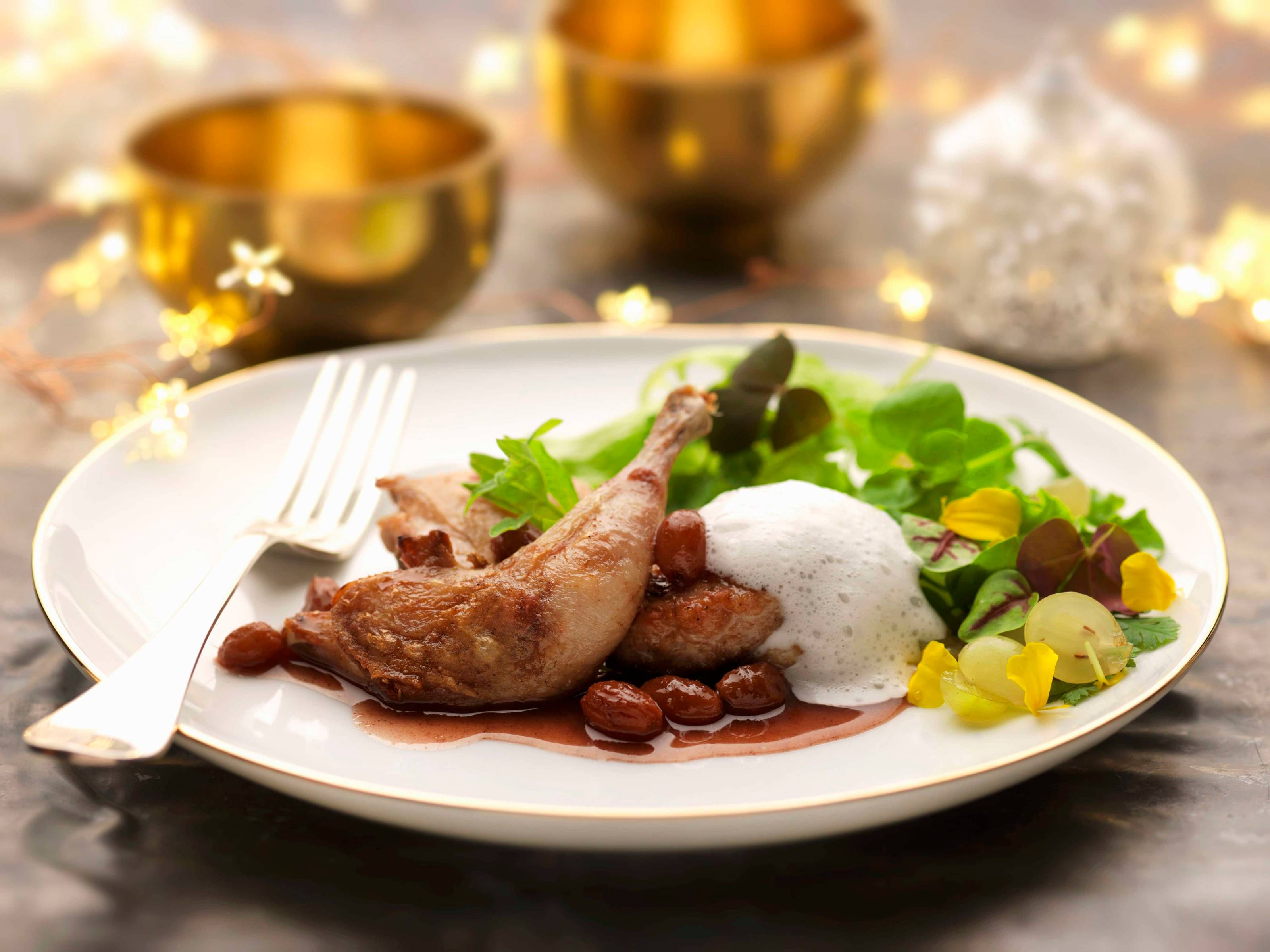 Wachtel mit Rosinenjus und feinem Schaum Rezept