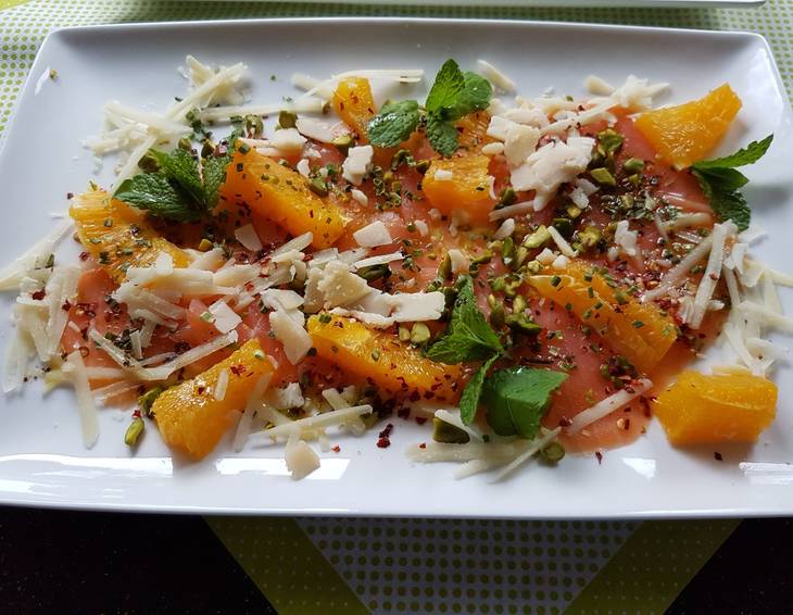 Lachscarpaccio à la Caipirinha Lachscarpaccio à la Caipirinha
