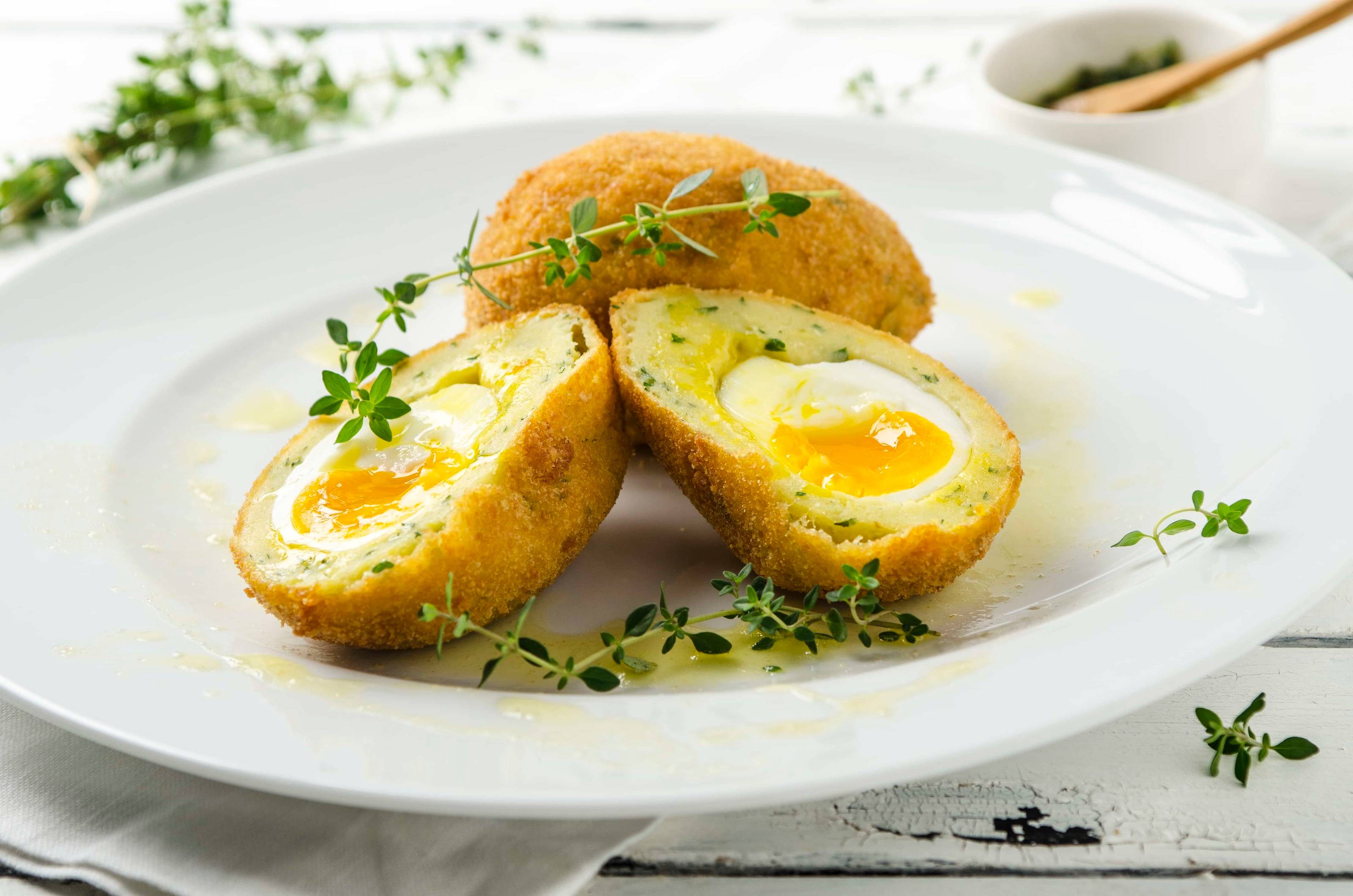 Scotch-Egg mit Erdäpfeln und Trüffelöl Rezept