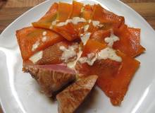 Schweinsmedaillons mit Kürbistascherl und Briesauce Schweinsmedaillons mit Kürbistascherl und Briesauce