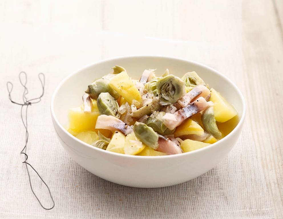 Räucherheringssalat mit Zitronen und Artischocken Räucherheringssalat mit Zitronen und Artischocken