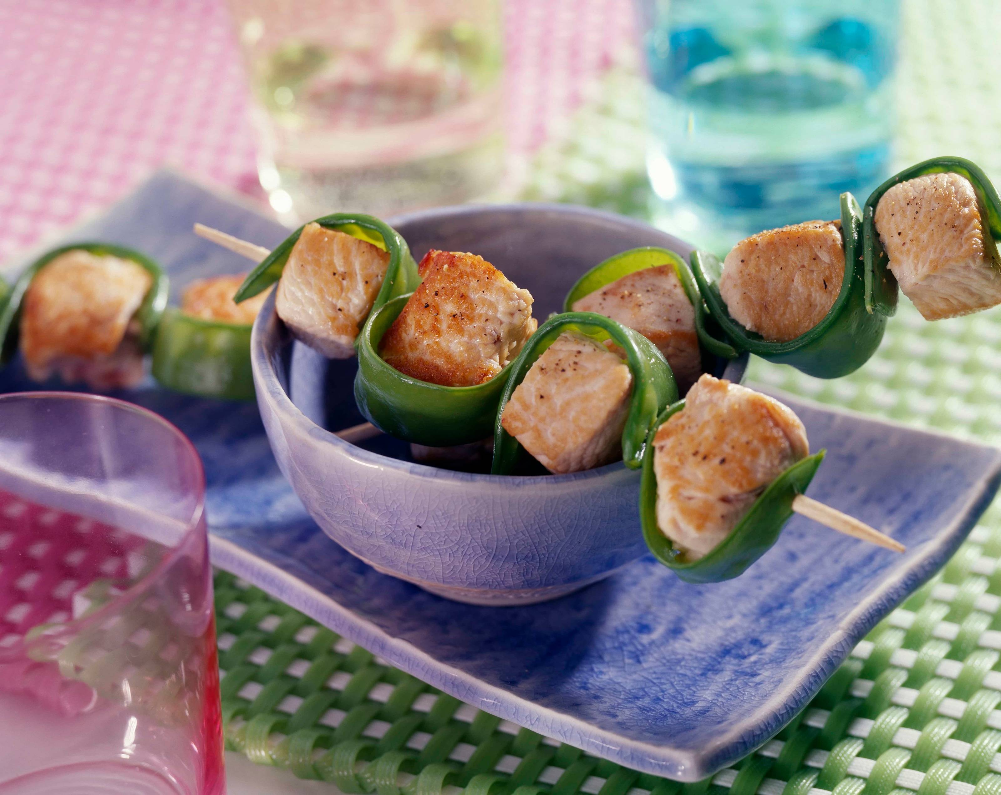 Putenspieße mit Zuckerschoten Rezept