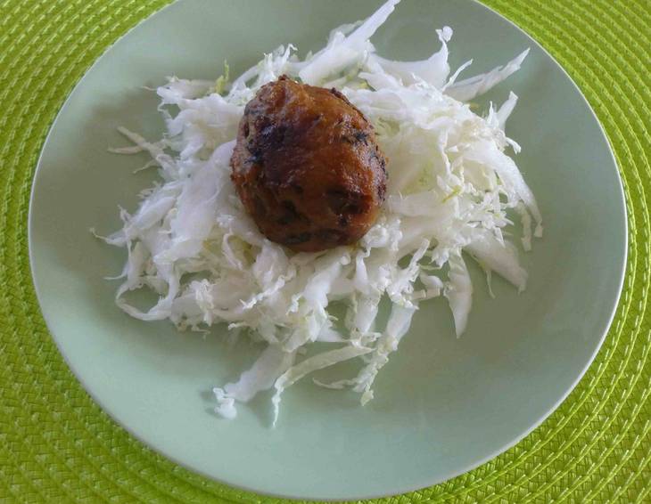 Bröselknödel mit Pilzen gebacken