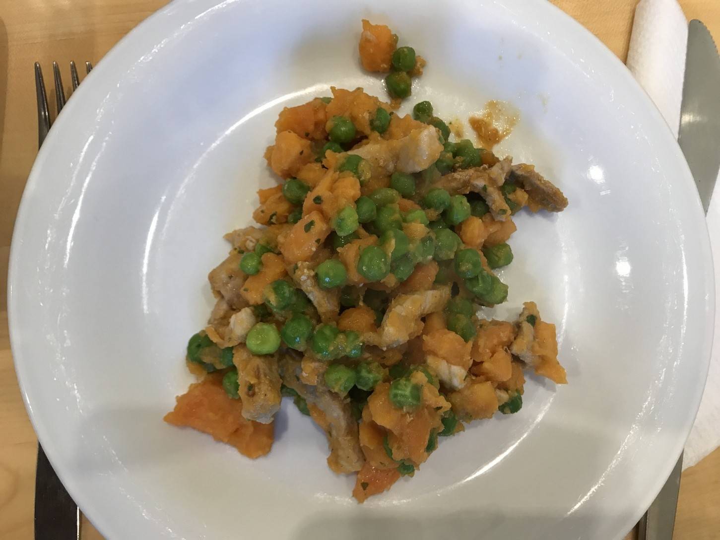 Süßkartoffel-Erbsen Pfanne mit Hühnerfleisch Rezept - ichkoche.de