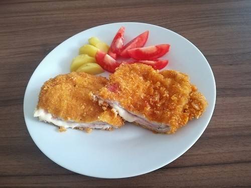 Cordon Bleu mit Cornflakespanier