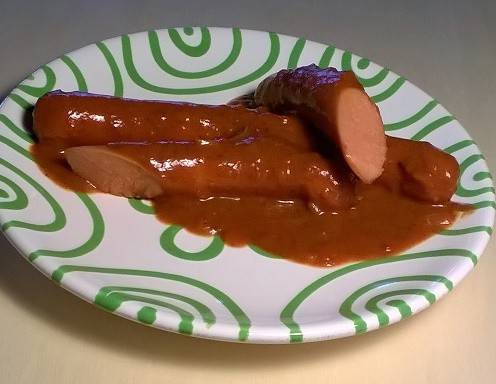 Frankfurter mit Curry Saftl