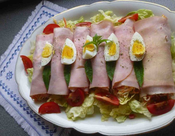 Schinkenrollen mit Gemüsefüllung Schinkenrollen mit Gemüsefüllung