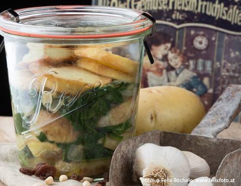 Gebratene Kartoffel-Spinat-Torte