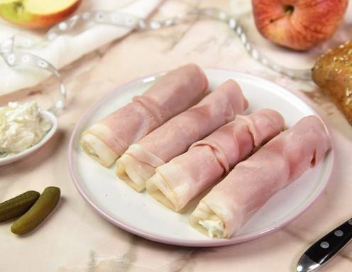 Schinkenröllchen mit Apfel-Kren-Füllung Rezept