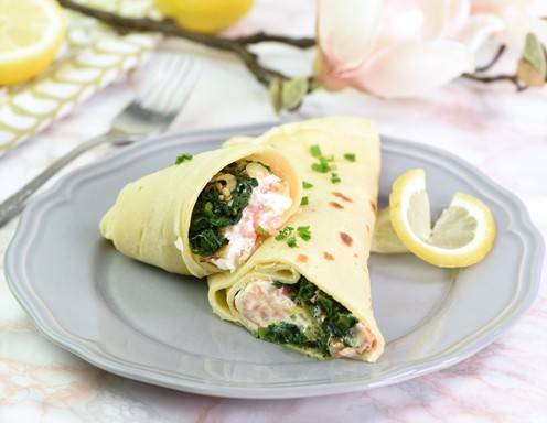 Spinat-Lachs-Palatschinken