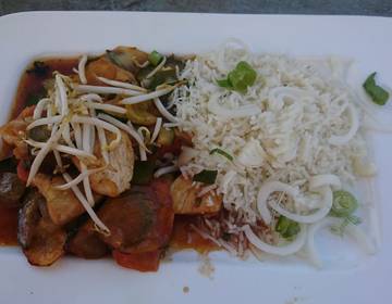 Hühnerwok mit Mangold und Paprika Hühnerwok mit Mangold und Paprika